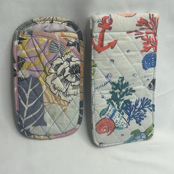 2 Vera Bradley Stamped Paisley Quilted Double Eye Glass Case Pouch Floral Beach - Picture 1 of 8